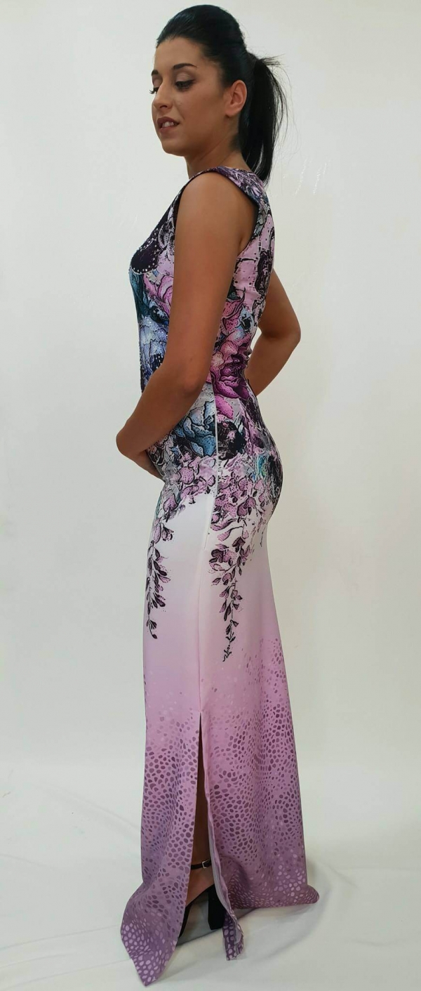 Φόρεμα μακρύ με print λουλούδια